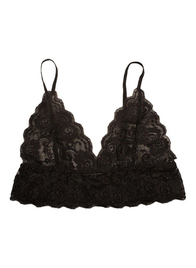 Women Wireless No Pad Lace Bra Black 