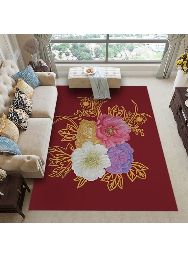 سجادة بطبعة زهور أبيض/ أرجواني/ أحمر 50x80سم - Image 4