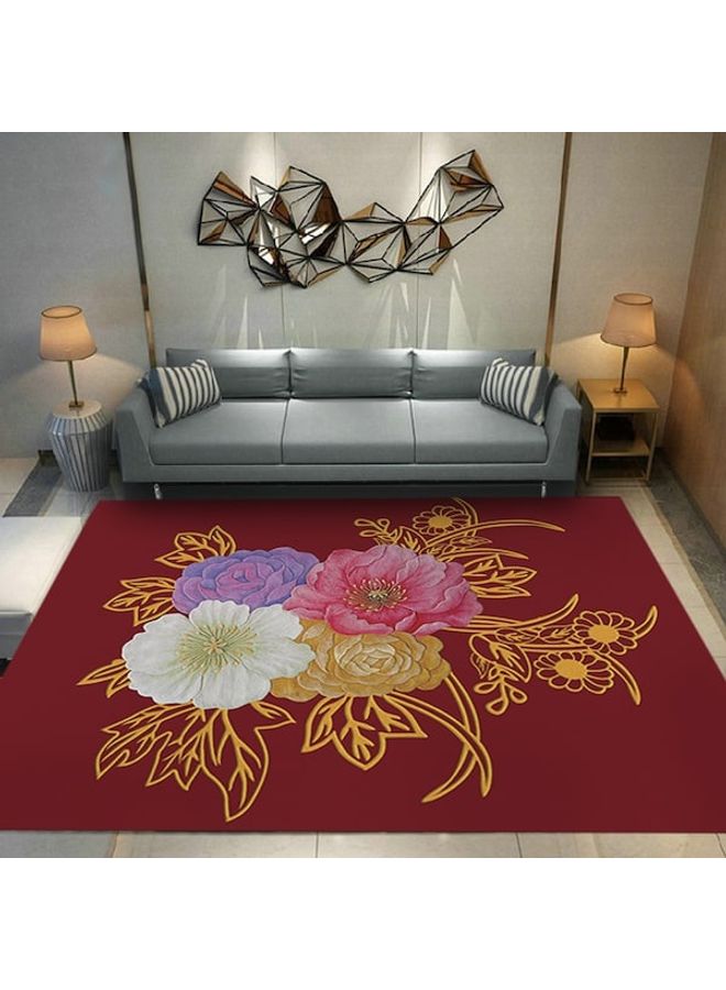سجادة بطبعة زهور أبيض/ أرجواني/ أحمر 50x80سم - Image 3