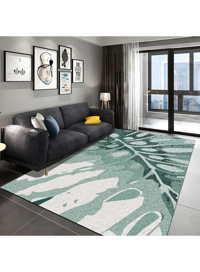 Simple Leaf Pattern Modern Anti-Skidding Rug Green/White 80x180cm - Image 1