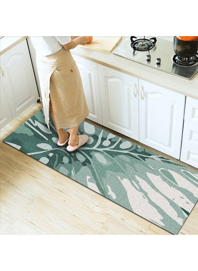 Simple Leaf Pattern Modern Anti-Skidding Rug Green/White 80x180cm - Image 2