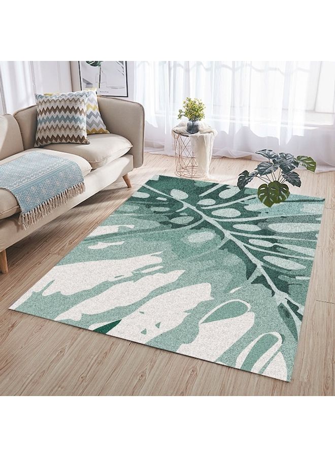 Simple Leaf Pattern Modern Anti-Skidding Rug Green/White 80x180cm - Image 3