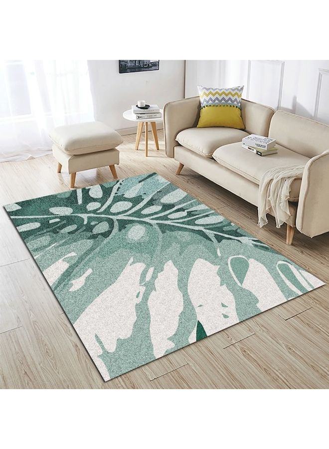 Simple Leaf Pattern Modern Anti-Skidding Rug Green/White 80x180cm - Image 4