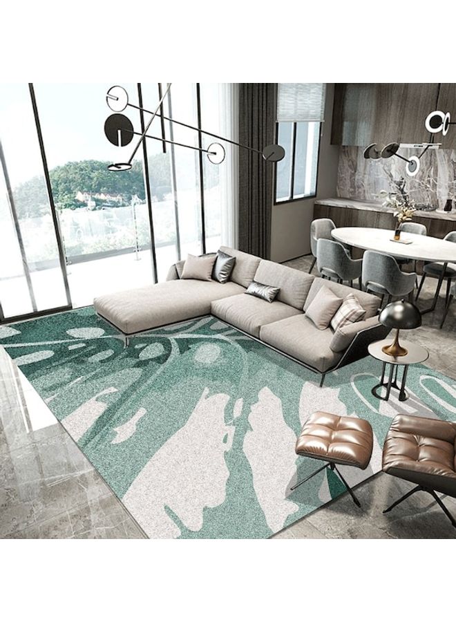 Simple Leaf Pattern Modern Anti-Skidding Rug Green/White 80x180cm - Image 5