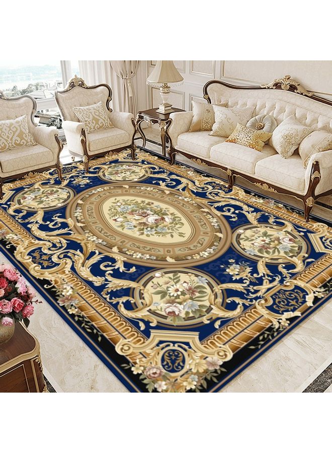 European Style Classic Anti-Slip Rectangle Floor Rug Blue/Brown 60x90cm  - Image 1