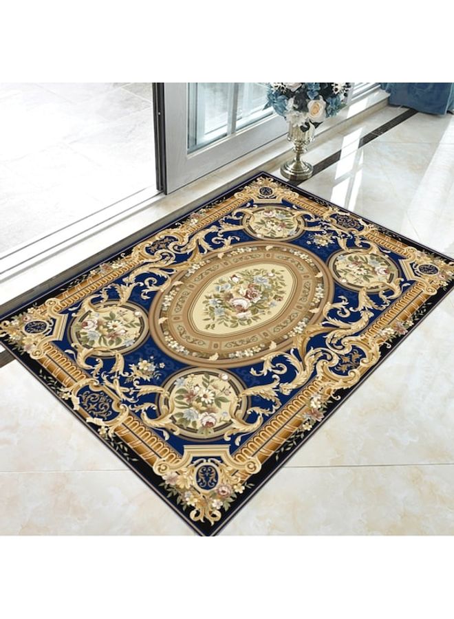 European Style Classic Anti-Slip Rectangle Floor Rug Blue/Brown 60x90cm  - Image 2