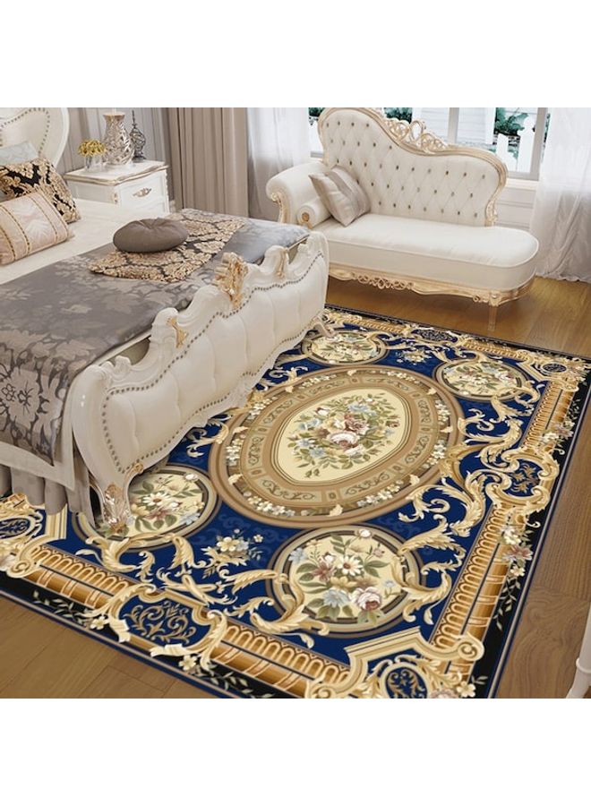European Style Classic Anti-Slip Rectangle Floor Rug Blue/Brown 60x90cm  - Image 5