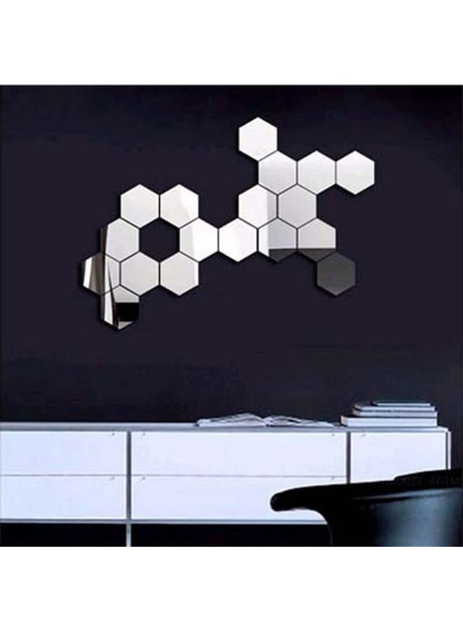 ملصقات جدارية بسيطة بتصميم سداسي مبتكر من 12 قطعة فضي 60x90سم - Image 3