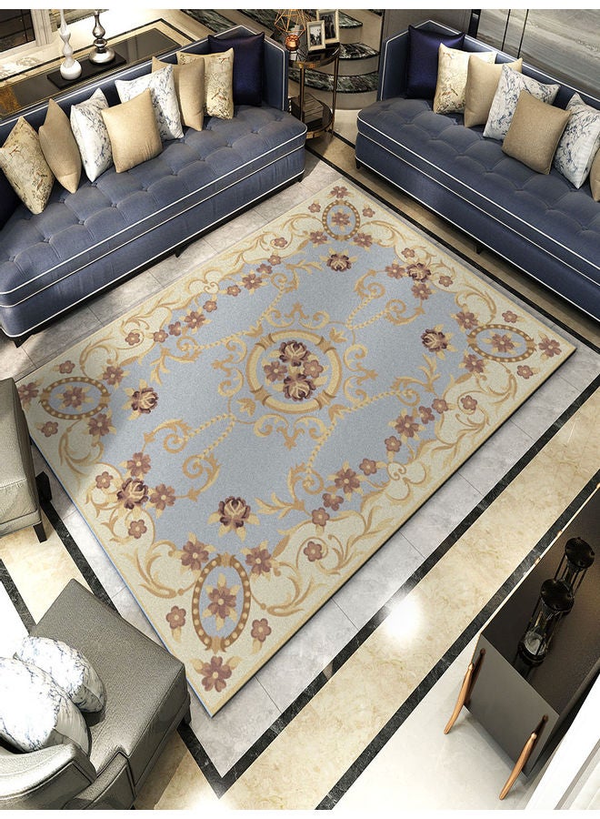 1-Piece European Style Floral Printed Anti-Skid Floor Mat Grey/Brown/Yellow 80x120cm  - Image 1