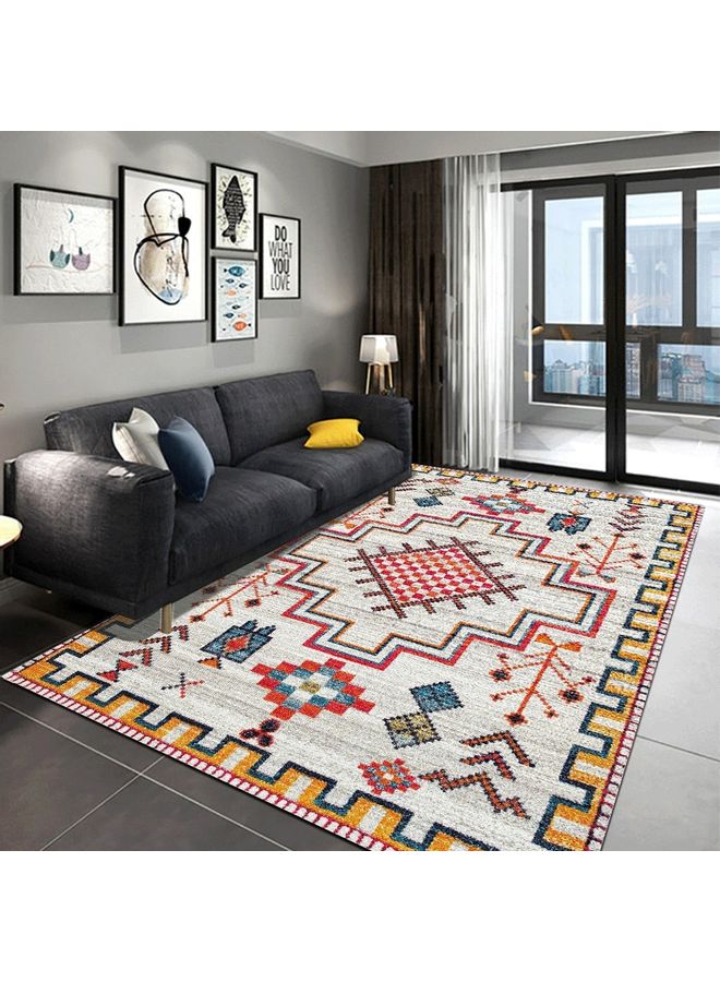 Ethnic Style Print Non-Slip Floor Mat, Synthetic Fibre, Rectangle Red 120x160cm  - Image 1