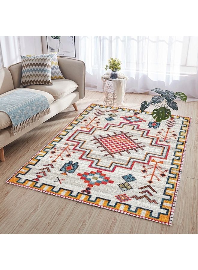 Ethnic Style Print Non-Slip Floor Mat, Synthetic Fibre, Rectangle Red 120x160cm  - Image 3