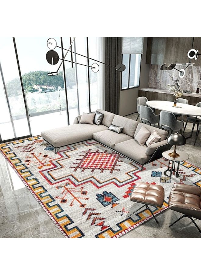 Ethnic Style Print Non-Slip Floor Mat, Synthetic Fibre, Rectangle Red 120x160cm  - Image 5