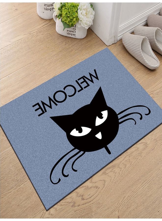Generic 1-Piece Cartoon Cat Letter Patterned Door Mat Blue/Black/White 40x60cm  - Image 1