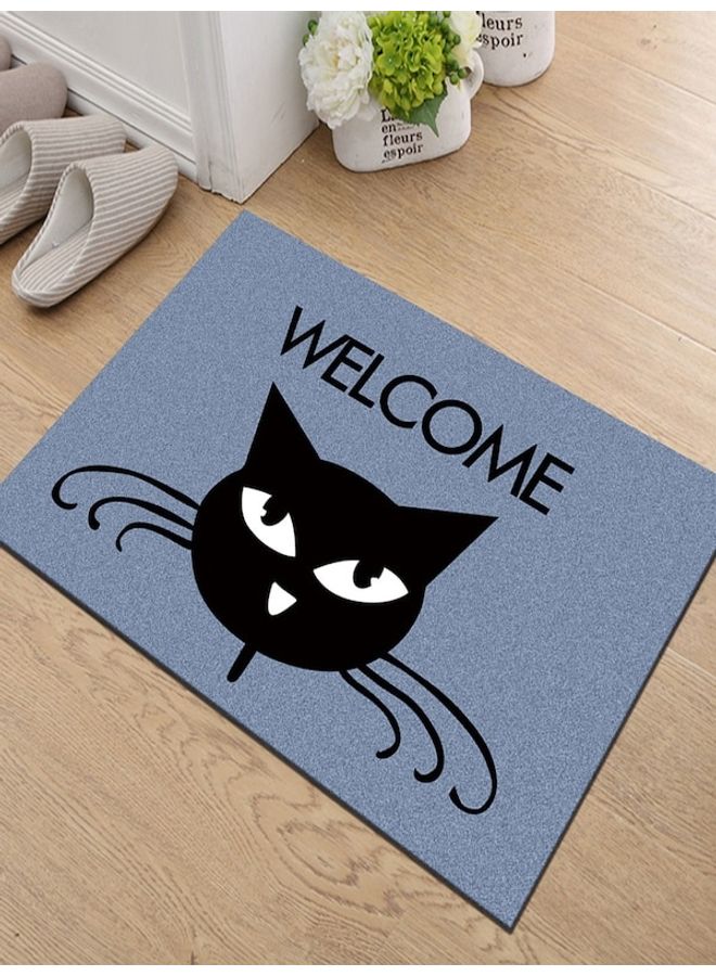 Generic 1-Piece Cartoon Cat Letter Patterned Door Mat Blue/Black/White 40x60cm  - Image 2