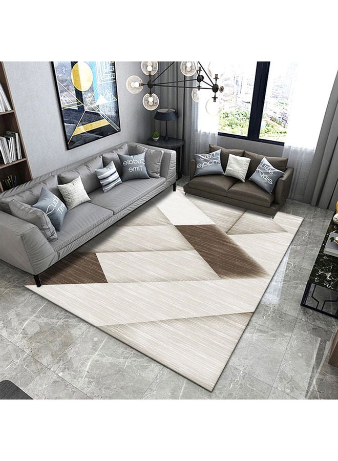 Luxury Home Modern Geometric Floor Mat White/Brown 50 x 80cm 