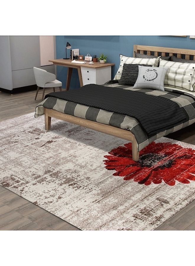 Vintage Style Floral Print Anti-Slip Fashion Carpet, Synthetic Fibre, Rectangle Multicolour 120x160cm - Image 3