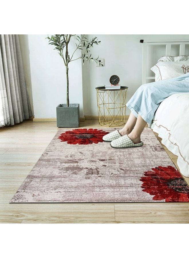 Vintage Style Floral Print Anti-Slip Fashion Carpet, Synthetic Fibre, Rectangle Multicolour 120x160cm - Image 4