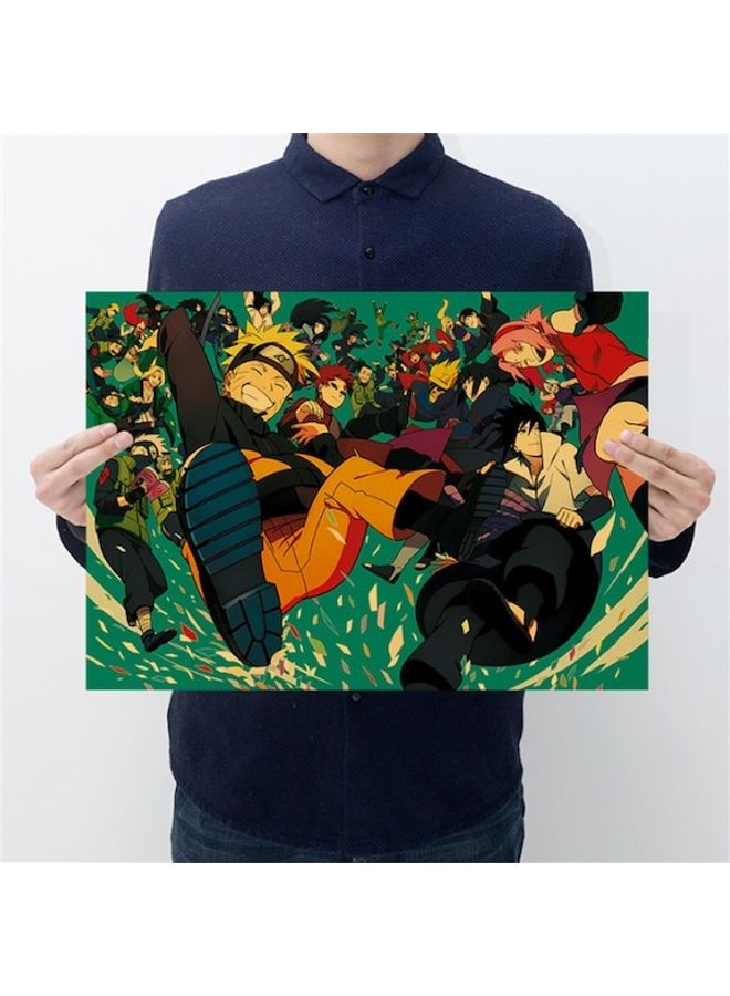 ملصق جداري من ورق الكرافت بتصميم كلاسيكي مستوحى من مسلسل الرسوم المتحركة "Naruto" متعدد الألوان 60 x 90سم