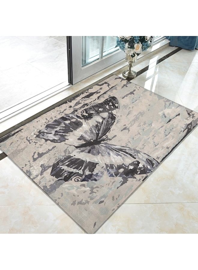 Abstract Butterfly Style Non-Slip Living Room Floor Mat Grey/Black 80x180cm  - Image 4
