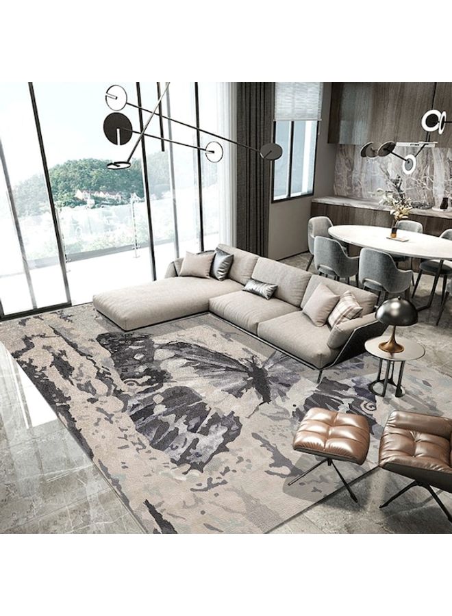 Abstract Butterfly Style Non-Slip Living Room Floor Mat Grey/Black 80x180cm  - Image 5
