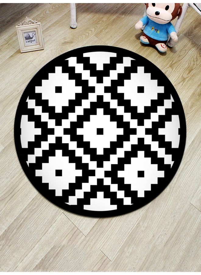 Geometric Pattern Printed Anti-Skid Mat Black/White 60x60cm - Image 1