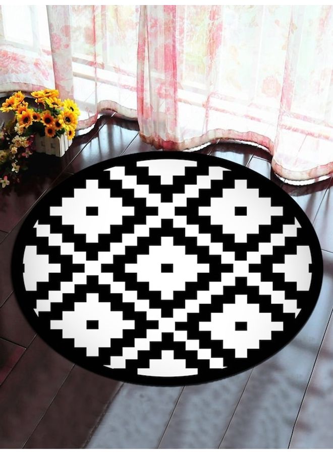 Geometric Pattern Printed Anti-Skid Mat Black/White 60x60cm - Image 3