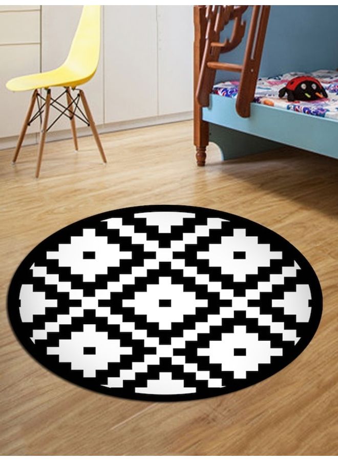 Geometric Pattern Printed Anti-Skid Mat Black/White 60x60cm - Image 4