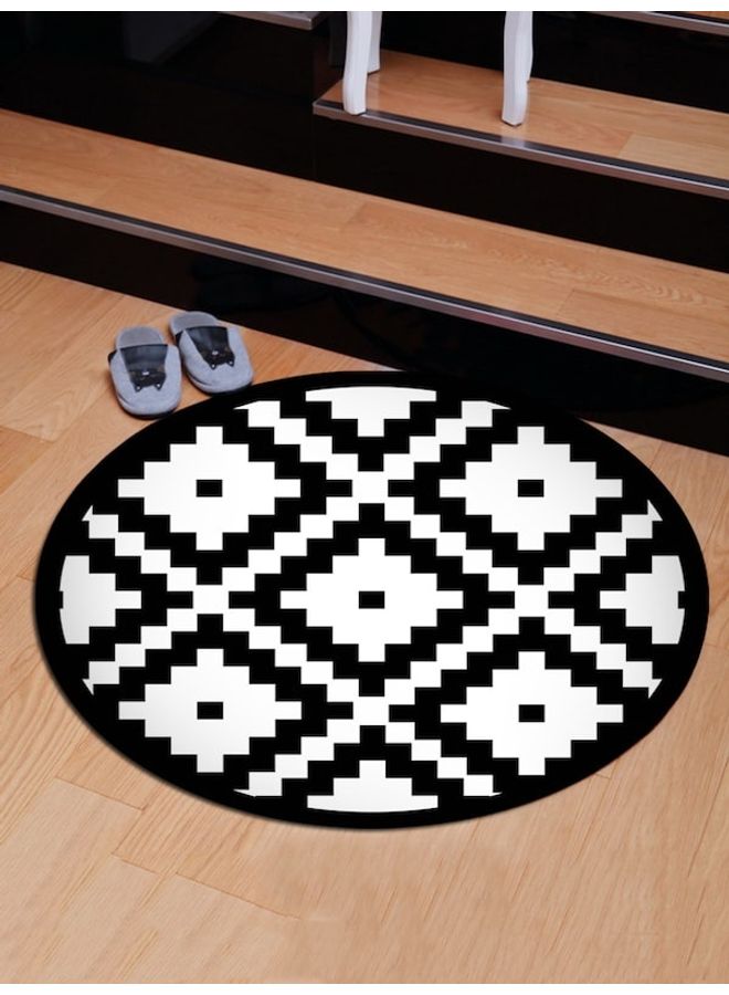 Geometric Pattern Printed Anti-Skid Mat Black/White 60x60cm - Image 5