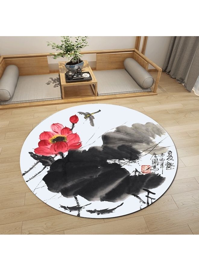 Lotus Printed Floor Mat Black/White/Pink 40cm - Image 2