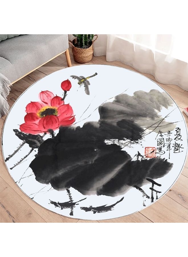 Lotus Printed Floor Mat Black/White/Pink 40cm - Image 3