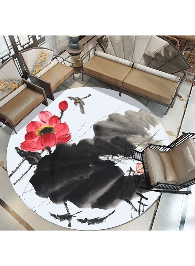 Lotus Printed Floor Mat Black/White/Pink 40cm - Image 4