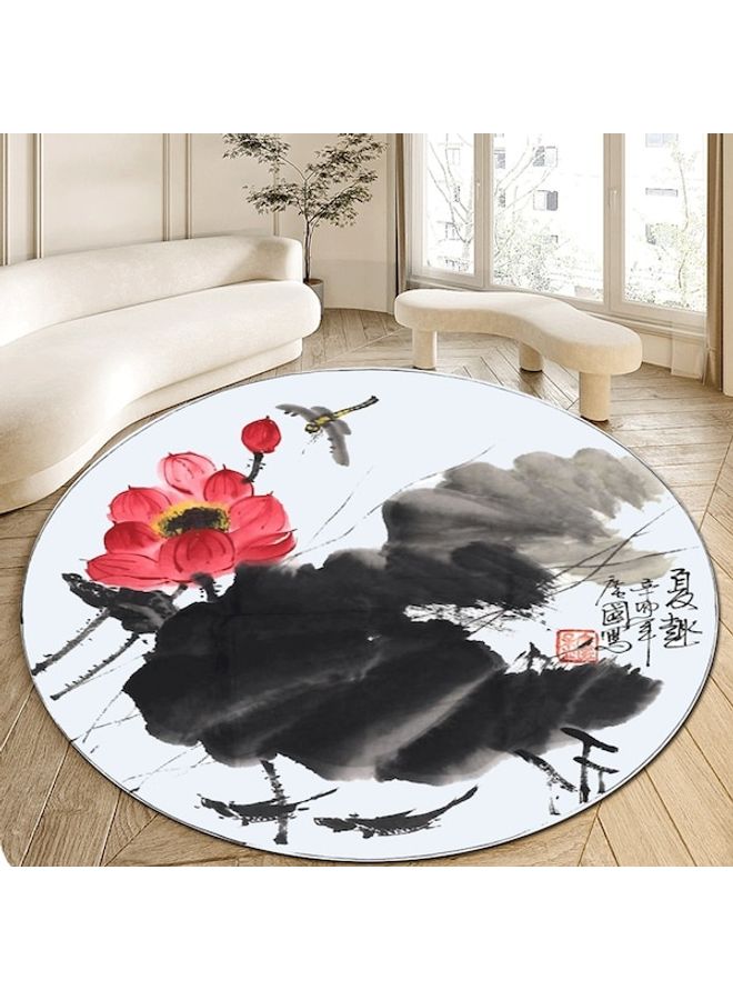 Lotus Printed Floor Mat Black/White/Pink 40cm - Image 5
