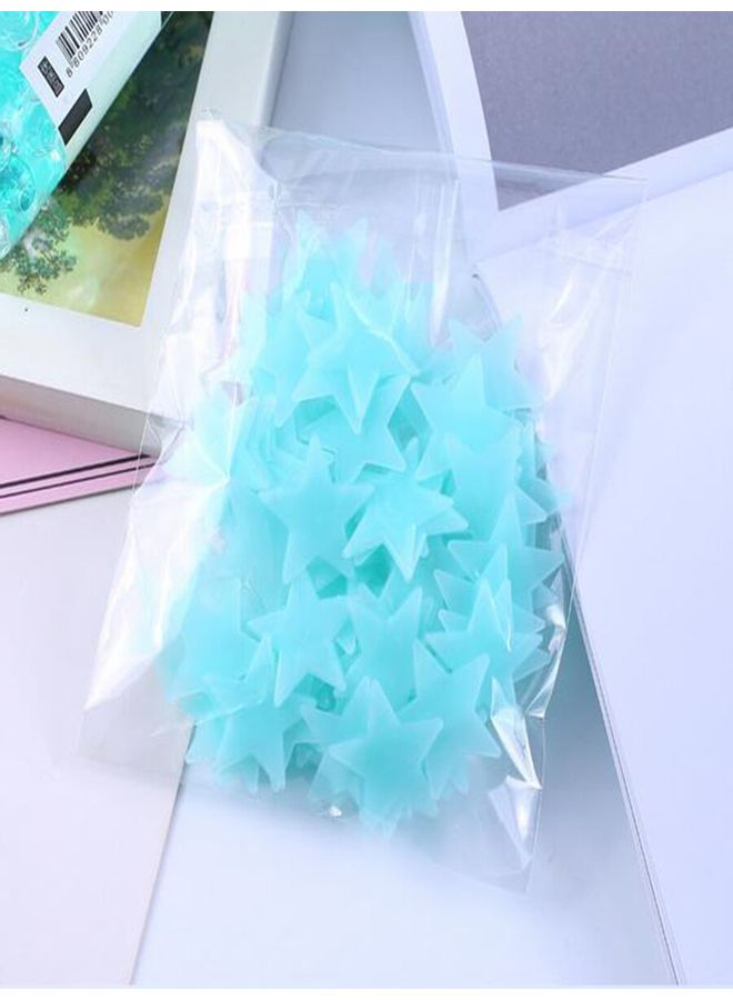 100-Piece Luminous Five-Pointed Star Wall Sticker Blue  - Image 1