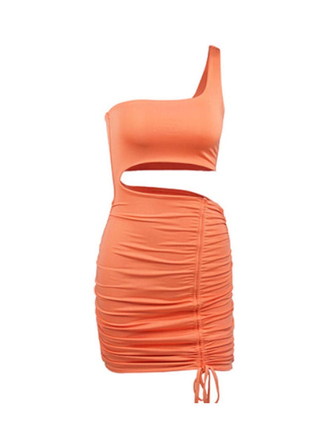 Hollow Out Detail Ruched Mini Dress Orange