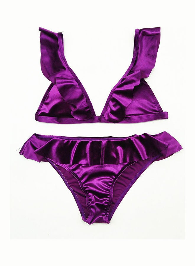 2-Piece Lotus Leaf Bikini Set Light Purple 