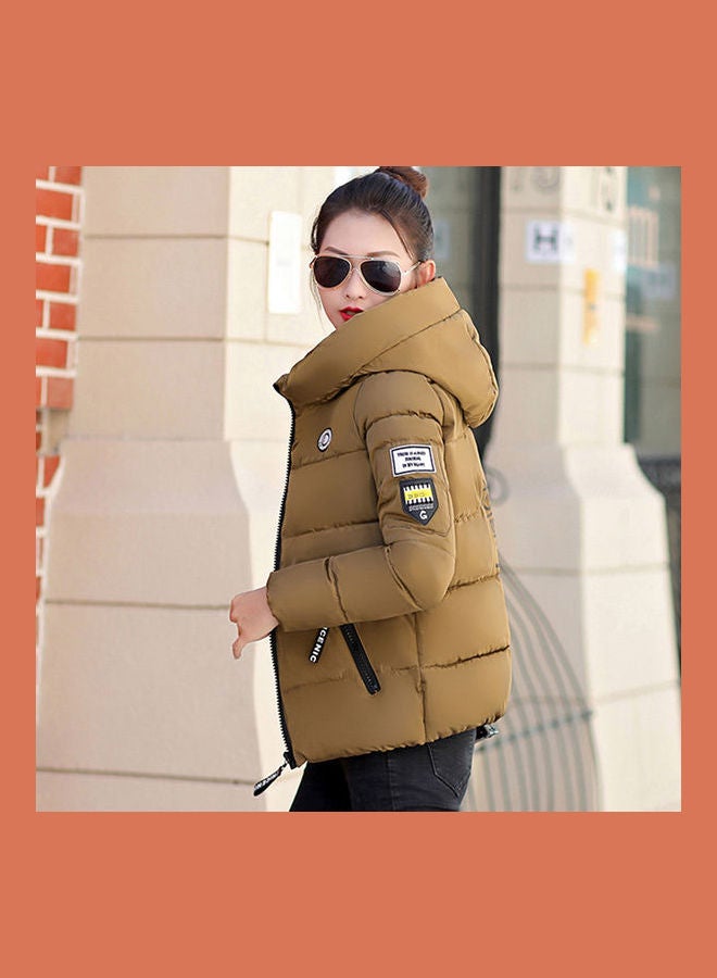 Zipper Detail Padded Jacket Caramel - Image 2