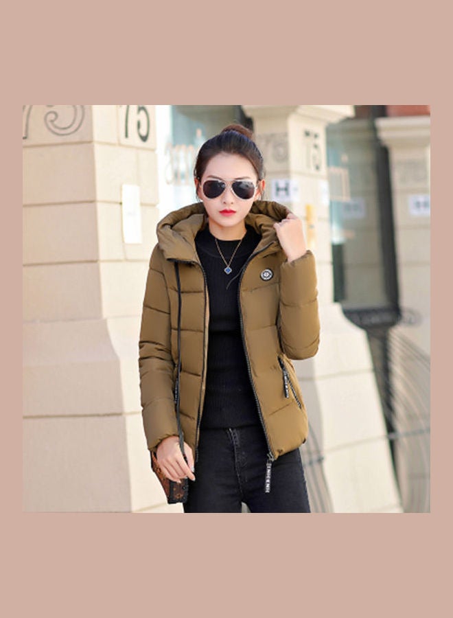 Zipper Detail Padded Jacket Caramel - Image 1
