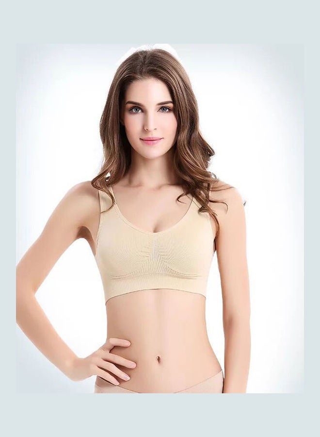 Single Layer Sports Bra Beige - Image 2