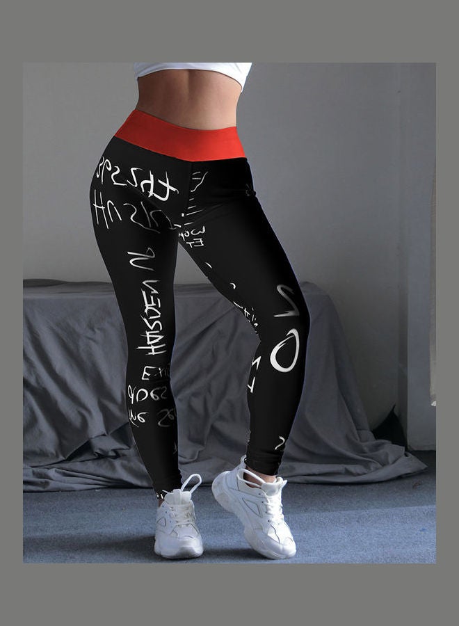 Slimming Fitness Pants Black/White/Red
