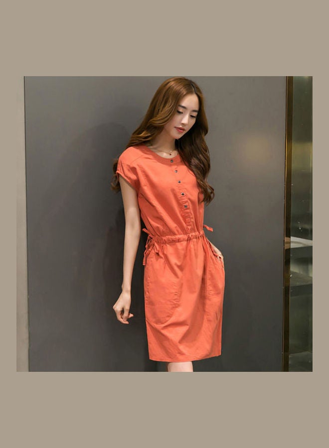 Solid Mini Dress Orange - Image 3