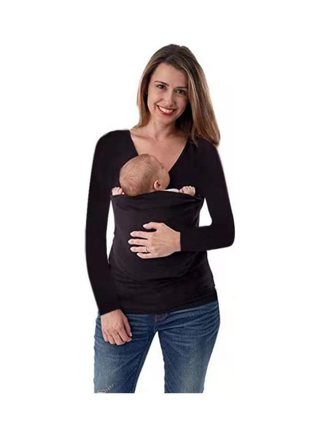 Kangaroo Style Long-Sleeve T-Shirt Black - Image 1