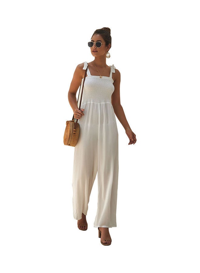 Solid Tie Up Jumpsuit White