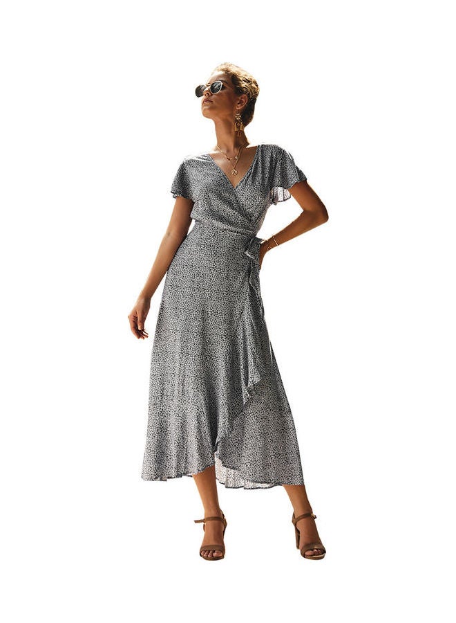 Printed Falbala Dress Black/White - Image 1