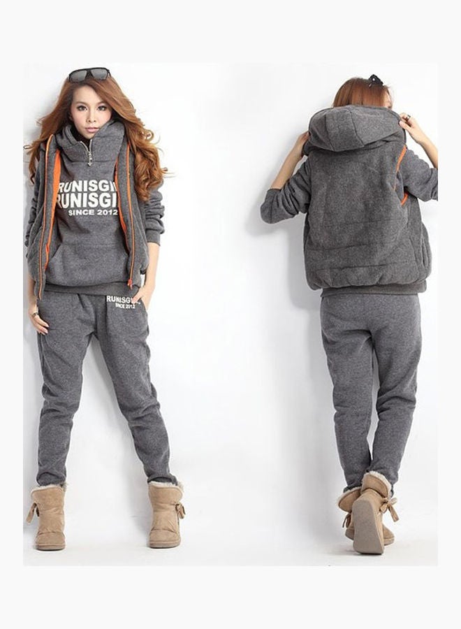 3-Piece Printed Sweater Set Dark Grey/White - Image 2