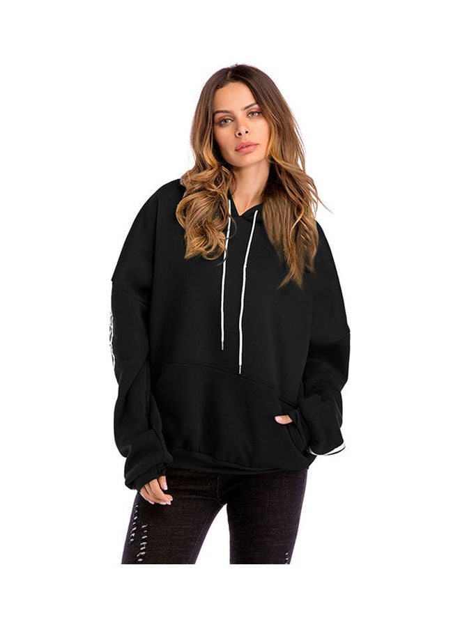 Solid Oversize Hoodie Black/White - Image 3