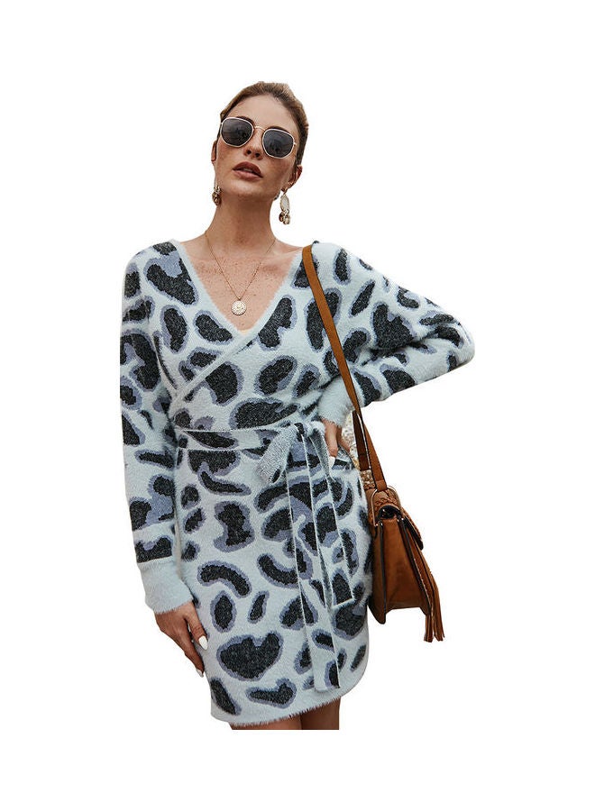 Leopard Printed Mini Dress Grey/Black - Image 1