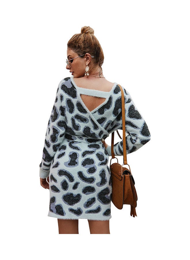 Leopard Printed Mini Dress Grey/Black - Image 4