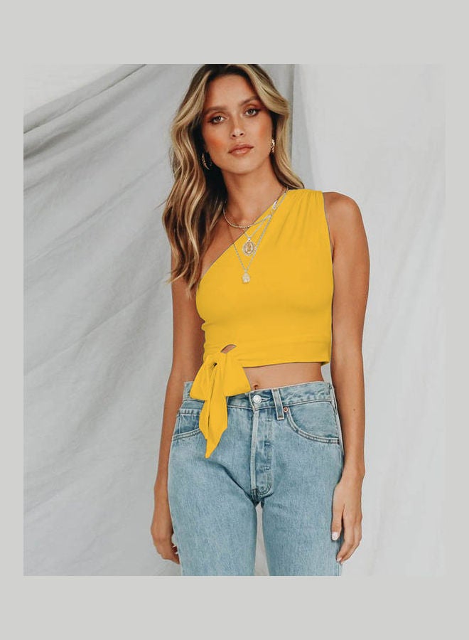 Solid Crop Top Yellow  - Image 2
