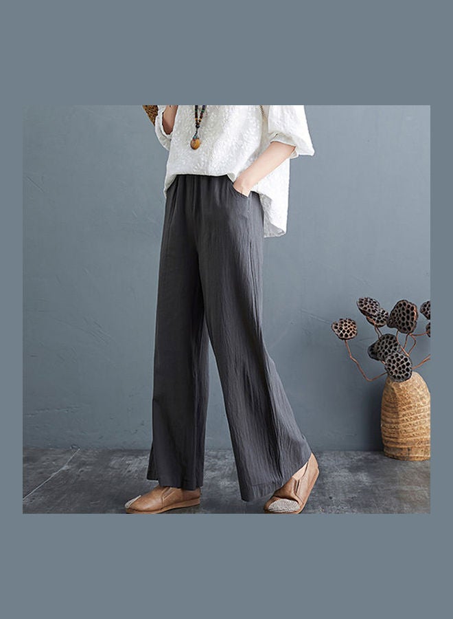 High Rise Wide Leg Pants Grey  - Image 3