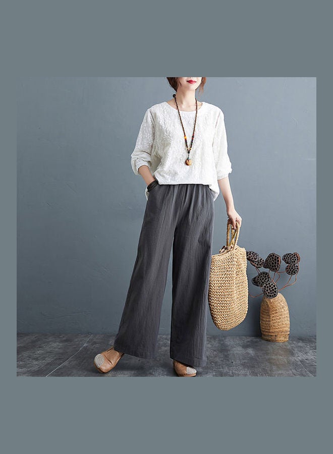 High Rise Wide Leg Pants Grey  - Image 1